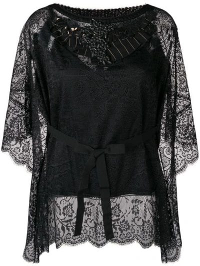 Shop Antonio Marras Embellished Lace Blouse In Black