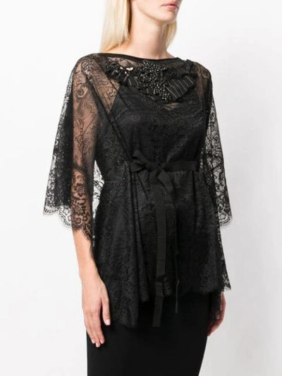 Shop Antonio Marras Embellished Lace Blouse In Black