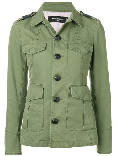 Shop Dsquared2 Military Buttoned Jacket In Green