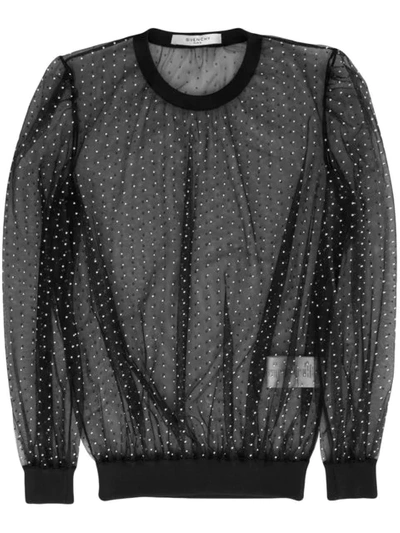 Shop Givenchy Dotted Sheer Blouse In Black