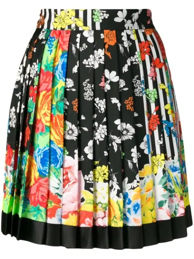 Shop Versace Floral Pleated Skirt - Yellow