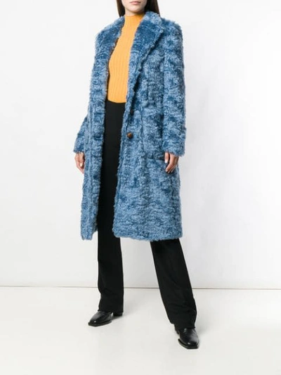 Shop The Gigi Single-breasted Shearling Coat In Blue