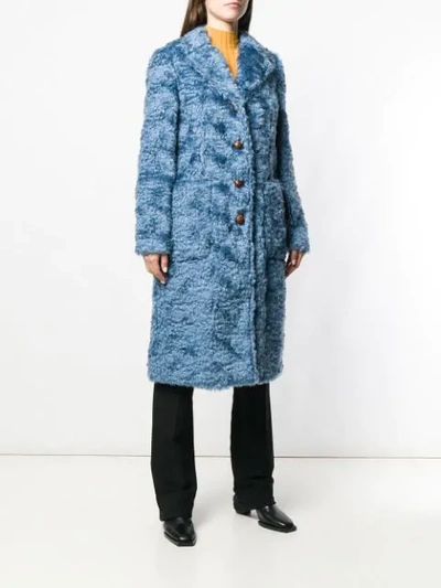 Shop The Gigi Single-breasted Shearling Coat In Blue