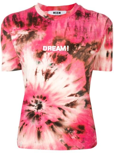 Shop Msgm Dream Print Tie-dye T-shirt In Pink