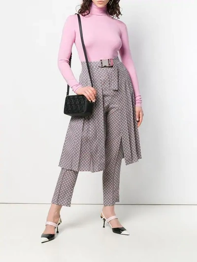 Shop Fendi Overlaying Half-skirt Trousers In Pink