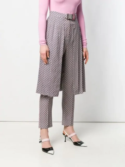 Shop Fendi Overlaying Half-skirt Trousers In Pink