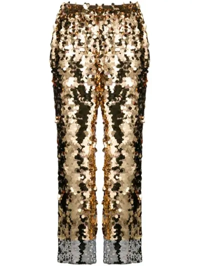 Shop N°21 Cropped Sequin Trousers In Metallic