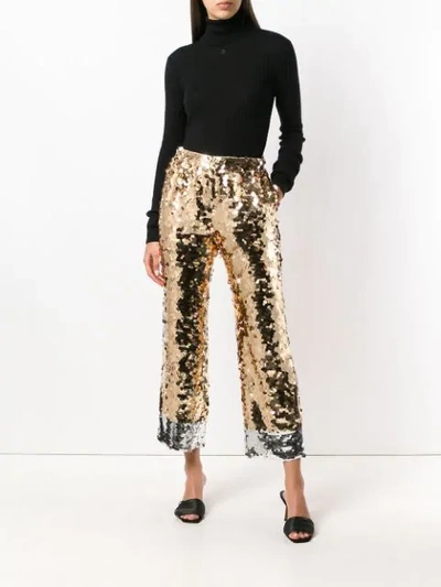 Shop N°21 Cropped Sequin Trousers In Metallic