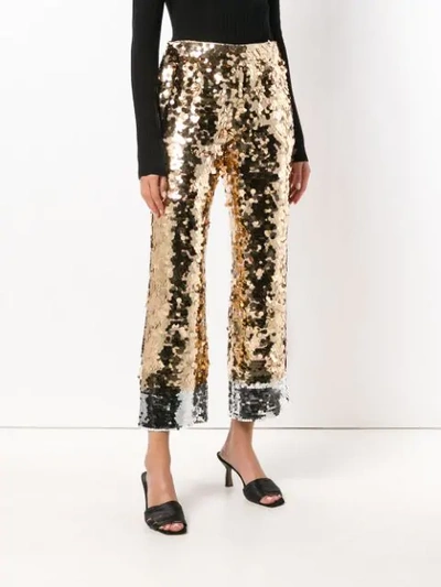 Shop N°21 Cropped Sequin Trousers In Metallic