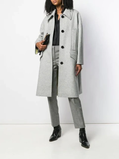 Shop Givenchy Single Breasted Coat In Grey