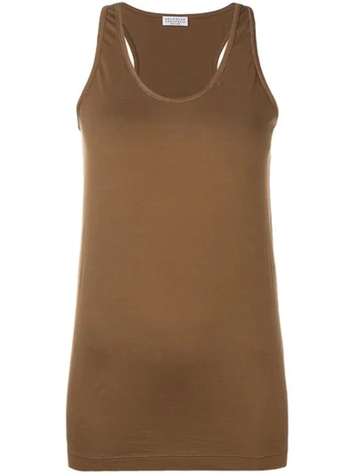 Shop Brunello Cucinelli Classic Fitted Tank Top In Brown