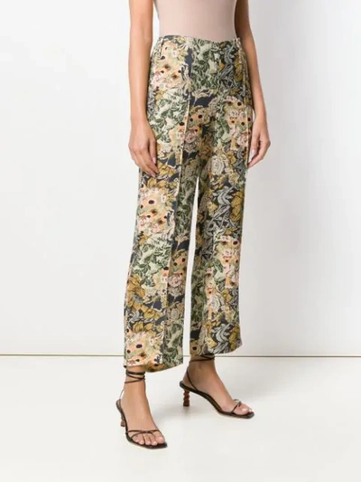 Shop Rokh Cross-stitch Effect Flared Trousers In Neutrals