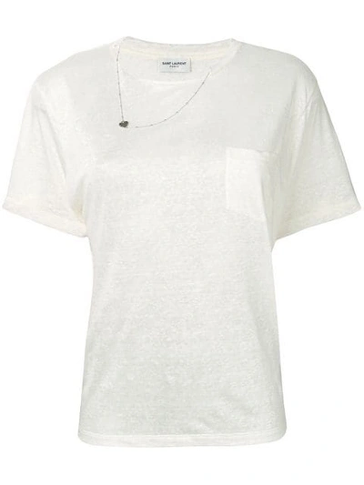 Shop Saint Laurent Necklace Detail T-shirt In White