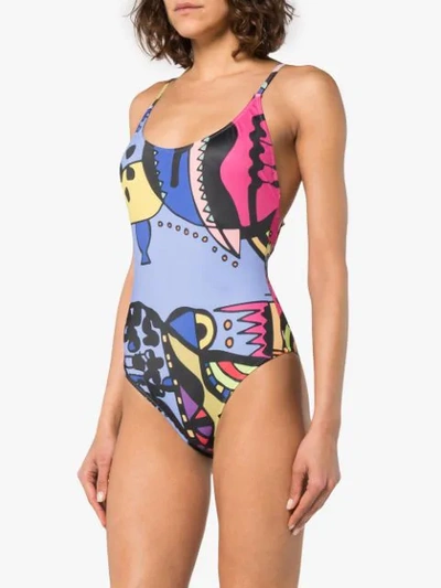 Shop Ellie Rassia Easy Is Boring Print Swimsuit In Multicolour