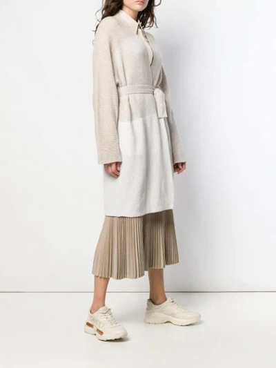 Shop Agnona Belted Cardigan In Neutrals