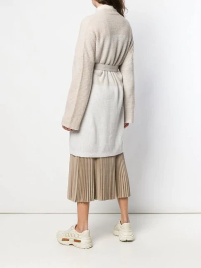 Shop Agnona Belted Cardigan In Neutrals