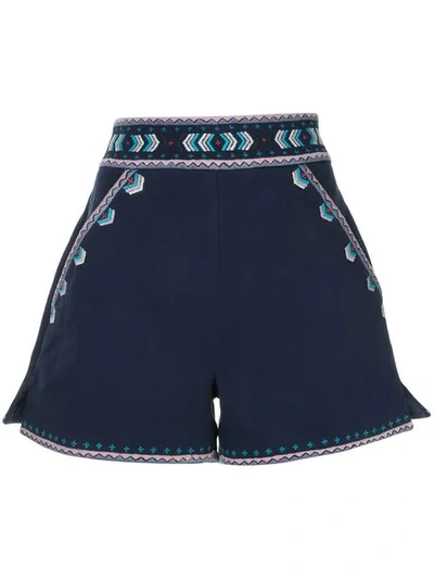 Shop Talitha Embroidered Tailored Shorts In Blue