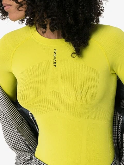 Shop Ben Taverniti Unravel Project Seamless Tech Bodysuit In Yellow