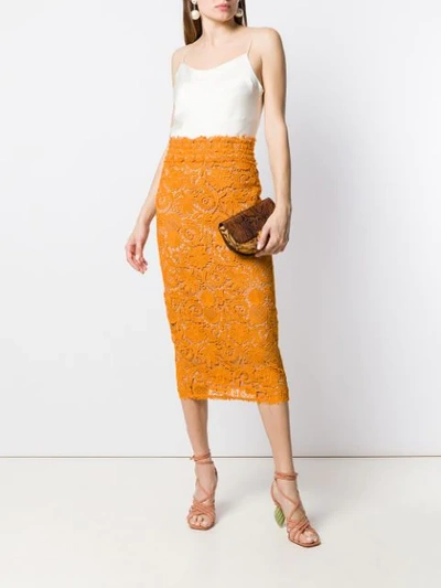 Shop N°21 Nº21 Lace Midi Skirt - Yellow