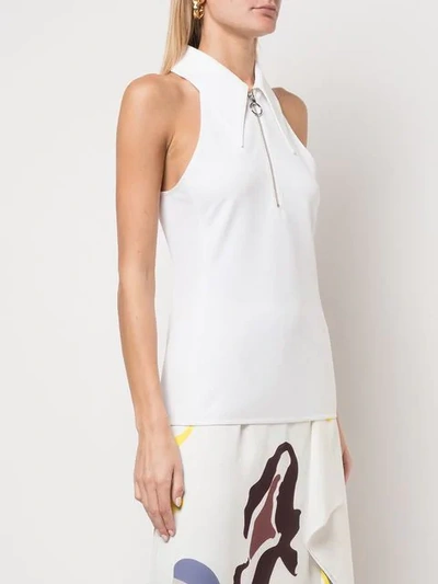 Shop Tibi Structured Crepe Sleeveless Top In White