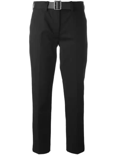 Shop Moncler Belted Tailored Trousers In Black
