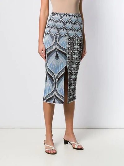 Shop Circus Hotel Printed Midi Skirt In Blue