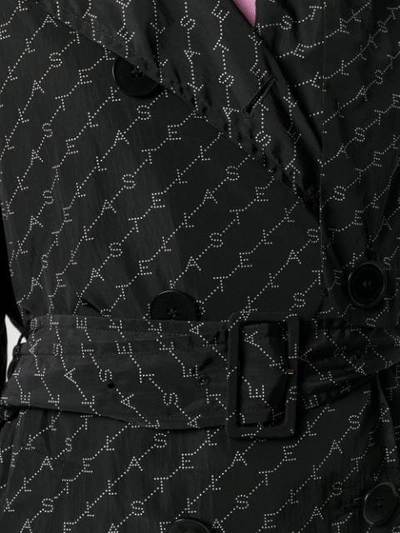 Shop Stella Mccartney Logo Print Trench Coat In Black
