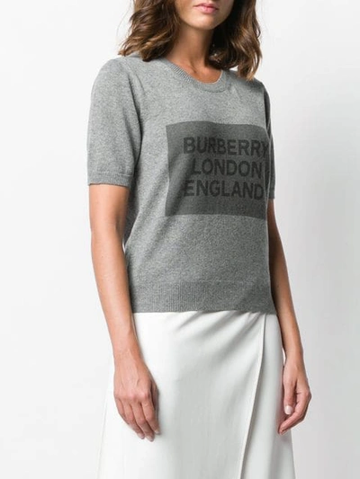 Shop Burberry Knit Logo Print Top In Grey