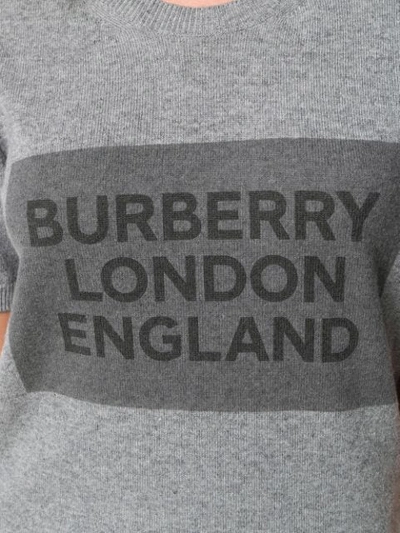 Shop Burberry Knit Logo Print Top In Grey