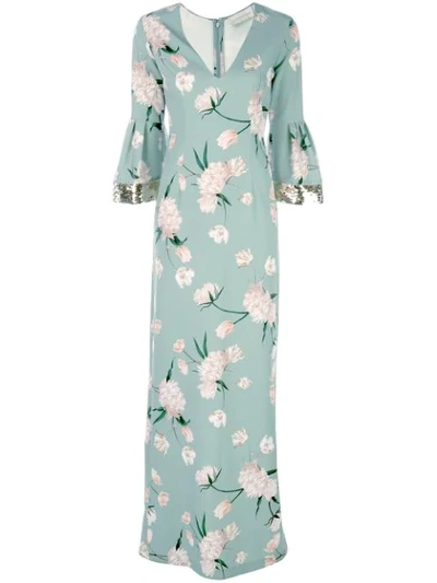 Shop Sachin & Babi Floral Print Tower Gown In Green
