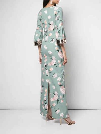 Shop Sachin & Babi Floral Print Tower Gown In Green