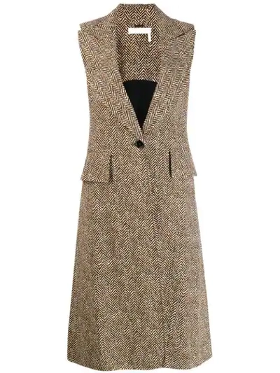 Shop Chloé Sleeveless Coat In Brown