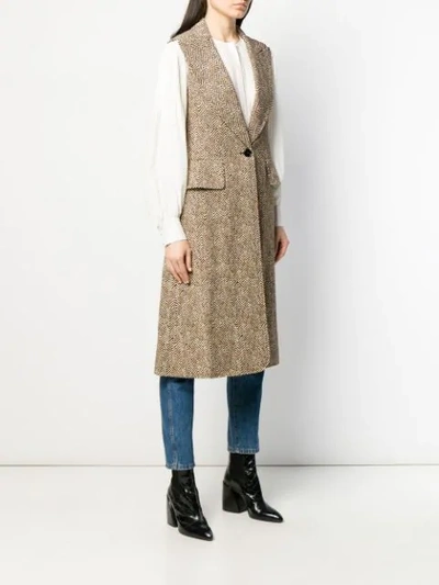 Shop Chloé Sleeveless Coat In Brown