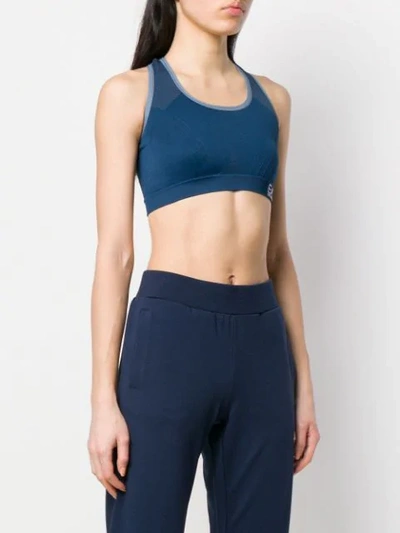 Shop Ea7 Compression Sports Bra In Blue