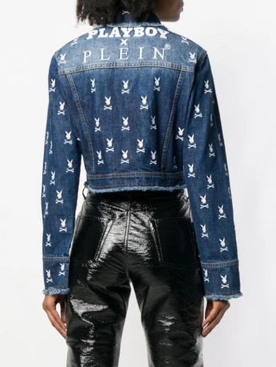 Shop Philipp Plein X Playboy Logo Denim Jacket In Blue