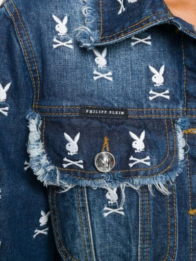Shop Philipp Plein X Playboy Logo Denim Jacket In Blue