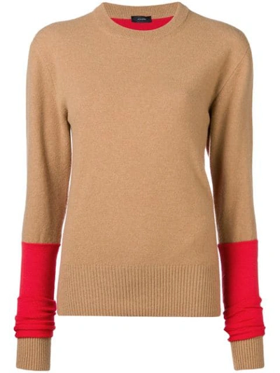 Shop Joseph Two Tone Knit Sweater In Brown