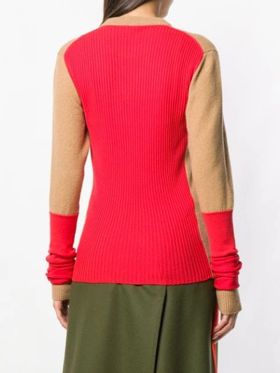 Shop Joseph Two Tone Knit Sweater In Brown