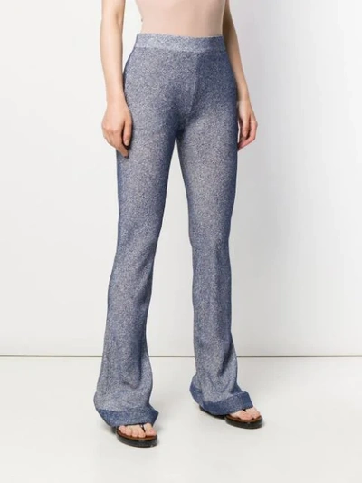 Shop Chloé Patterned Flared Trousers In Blue