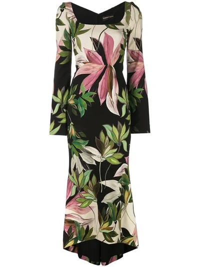 Shop Christian Siriano Hawaiian Print Fitted Dress In Multicolour