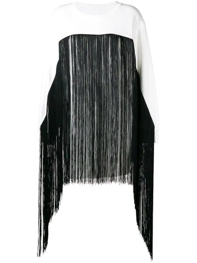 Shop Mm6 Maison Margiela Fringed Long-line Sweater In White