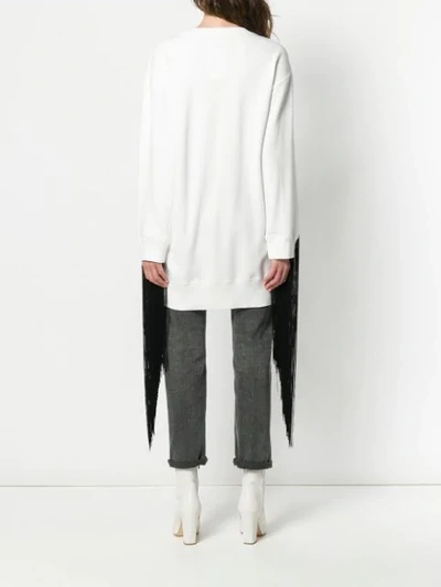 Shop Mm6 Maison Margiela Fringed Long-line Sweater In White