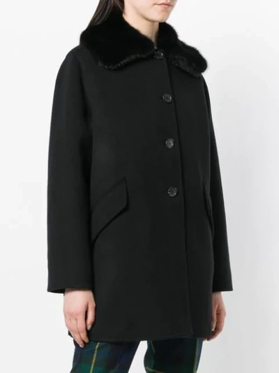 Shop Ermanno Scervino Contrast Collar Coat In Black