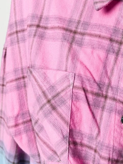 Shop Amiri Plaid Cropped Shirt - Pink