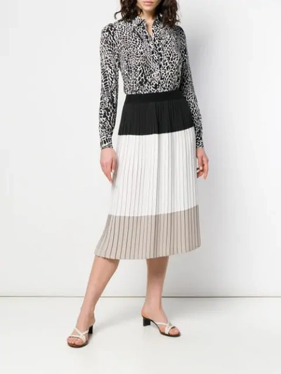 Shop Les Copains Block Stripe Skirt In Black