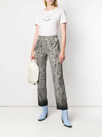 Shop Cambio Snakeskin Print Trousers In Grey
