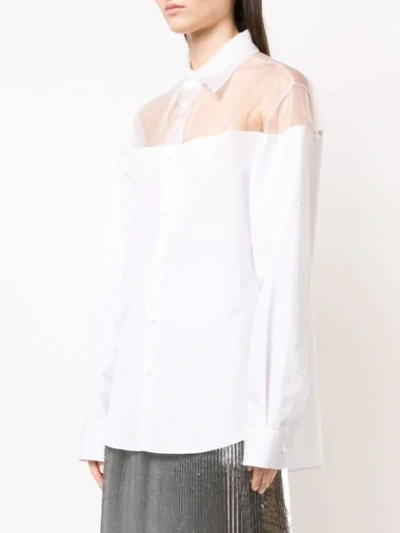 Shop Maison Margiela Longline Sheer Panel Shirt In White
