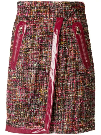 Shop Elisabetta Franchi Vernished High-waisted Skirt In Red