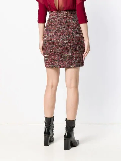 Shop Elisabetta Franchi Vernished High-waisted Skirt In Red