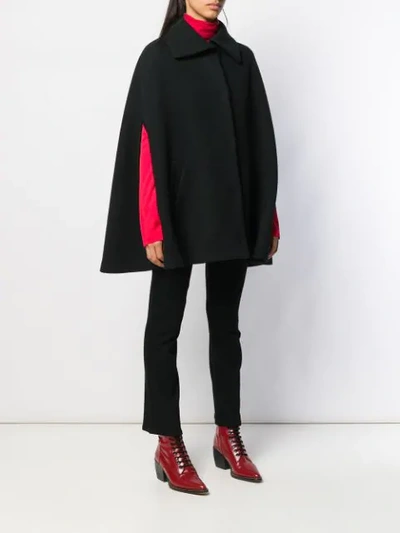 Shop Emilio Pucci Wool Cape Coat In Black